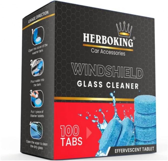 HERBOKING Car Accessories 100PCS Car Wiper Detergent Effervescent Tablets Auto Windshield Cleaner Glass Tablets (100 Pcs) - Image 1