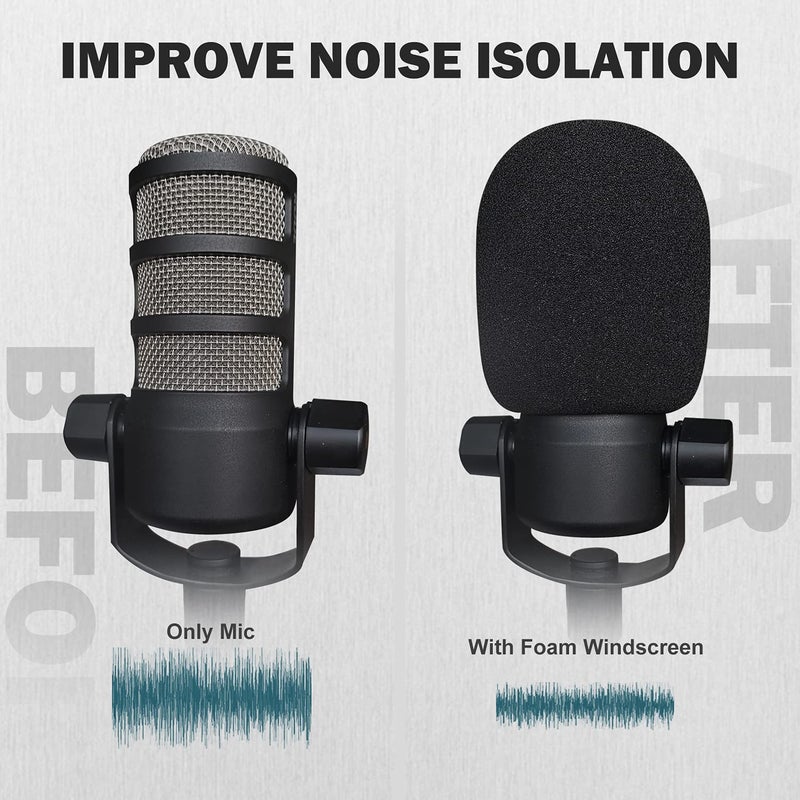 Boseen Pop Filter Foam Mic Cover Compatible with Rode PodMic NT1-A NT-USB NT2-A Procaster Podcaster Microphones Effectively Reduce Noise (2 Packs) - Image 4