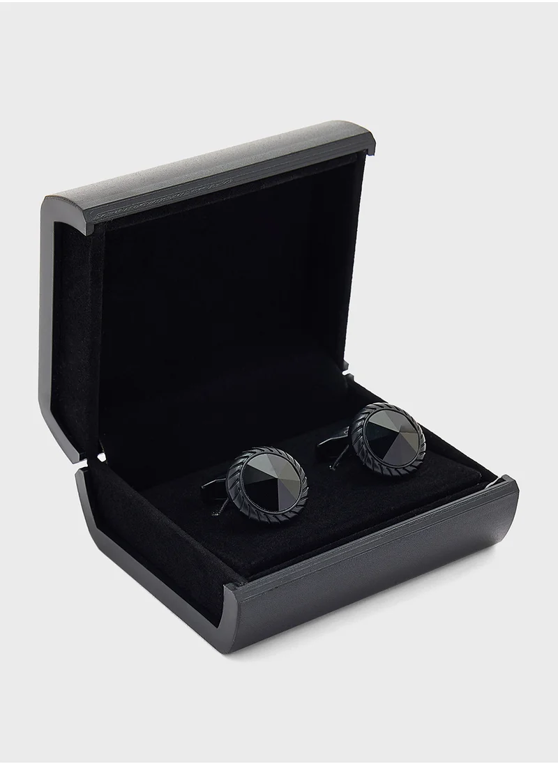 Robert Wood Classic Tuxedo Round Cufflinks
