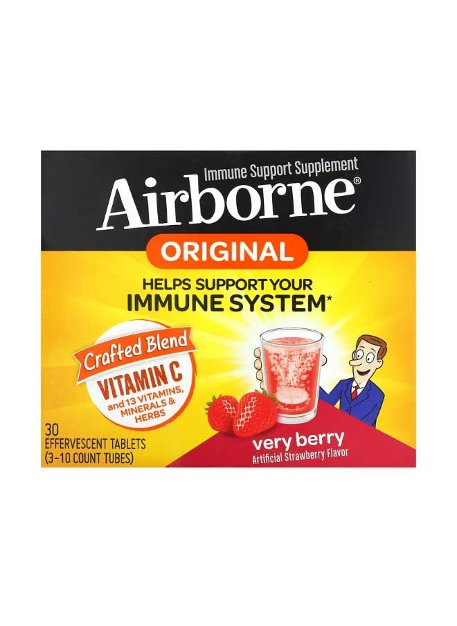 Airborne Immune Support Supplement Very Berry 3 Tubes 10 Effervescent Tablets Each  - Image 1