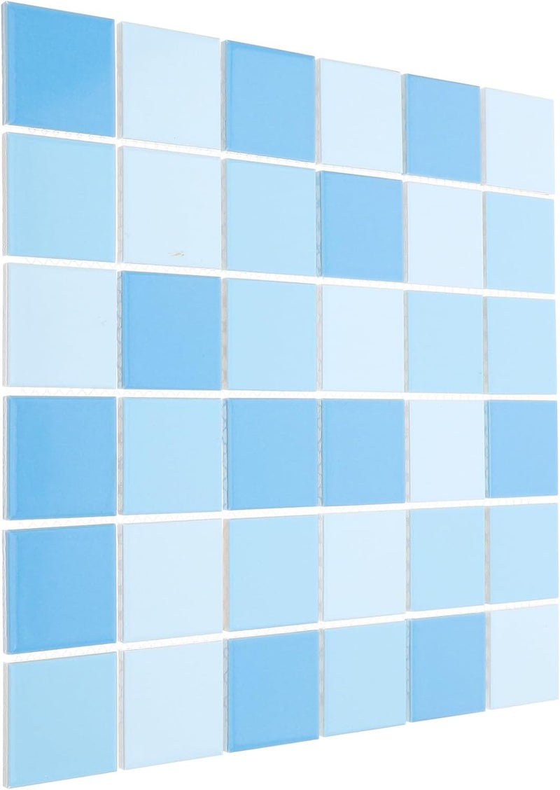 Ceramic Pool Tiles Mosaic Blue Glossy Finish Seamless Swimming Pool Wall Floor Decorative Repair Tiles 36 Pieces for Home - Image 1
