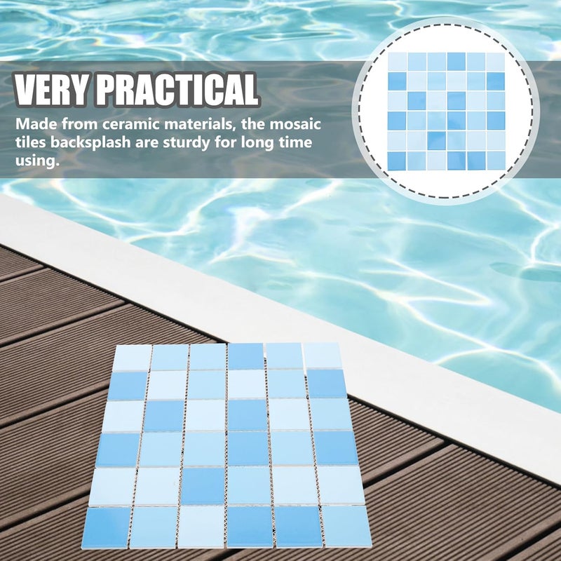 Ceramic Pool Tiles Mosaic Blue Glossy Finish Seamless Swimming Pool Wall Floor Decorative Repair Tiles 36 Pieces for Home - Image 5