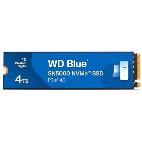 Western Digital 4TB WD Blue SN5000 NVMe Internal Solid State Drive SSD - PCIe Gen 4.0, M.2 2280, Up to 5,500 MB/s - WDS400T4B0E - Image 1