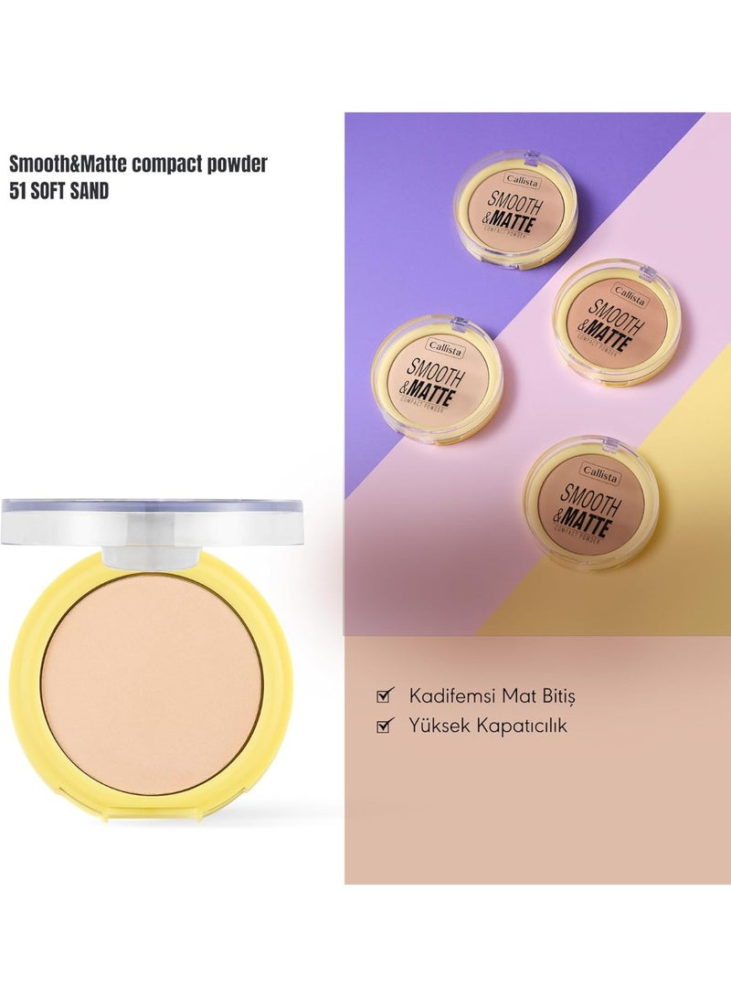Callista Smooth & Matte Compact Face Powder 51 Soft Sand for Shine Control and Flawless Finish - Image 3