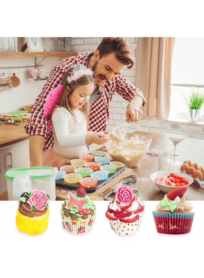 LLPMutu 5 Pieces Fondant Molds Butterfly Mold Mini Flowers and 22 Cavity Rose Flowers and Leaves Fondant Candy Silicone Molds,Bowknot Silicone Mold for DIY Cake Decoration,Candy Chocolate Soap Wax Making - Image 2