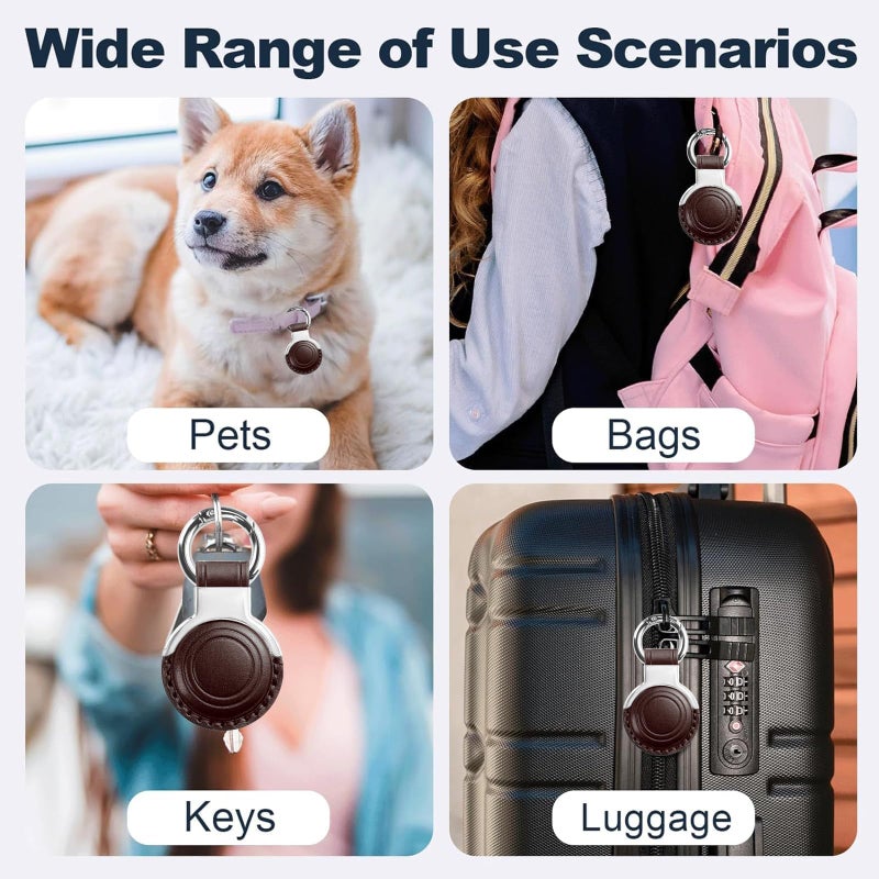 Woyinger Genuine Leather Keychain for Airtag New 2nd Gen (2026) & 1st, Secure Holder Case with Ring for Apple for Air Tag, Protective Cover Accessories for Car Keys, Brown - Image 5