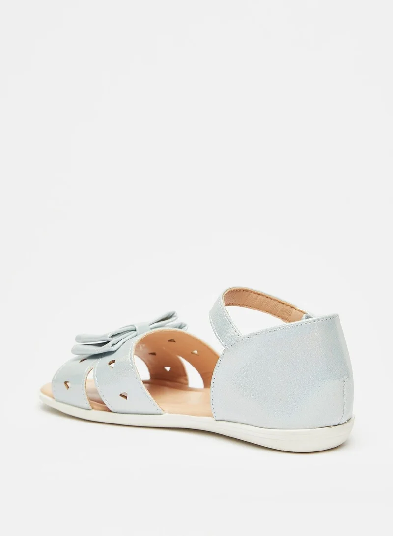 Flora Bella Bow Accented Sandals with Hook and Loop Closure