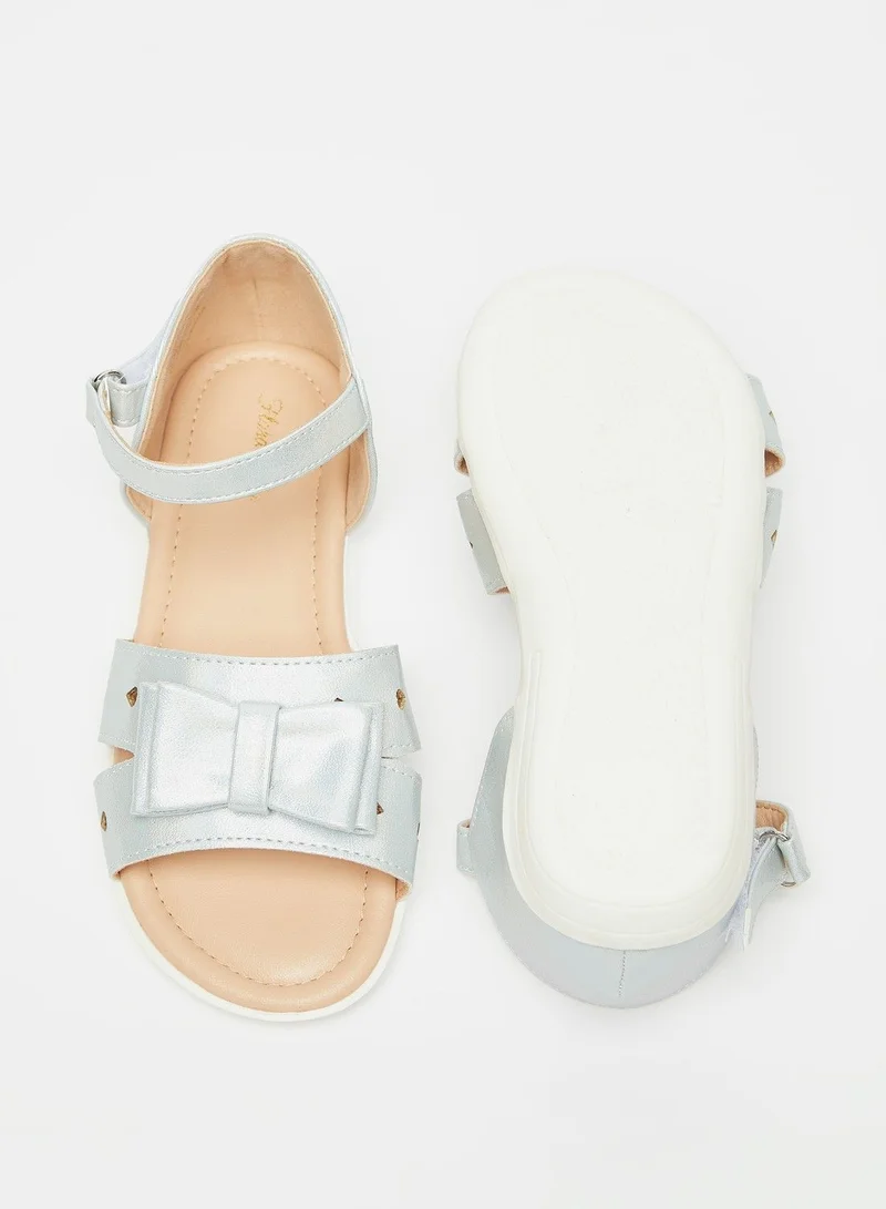 Flora Bella Bow Accented Sandals with Hook and Loop Closure