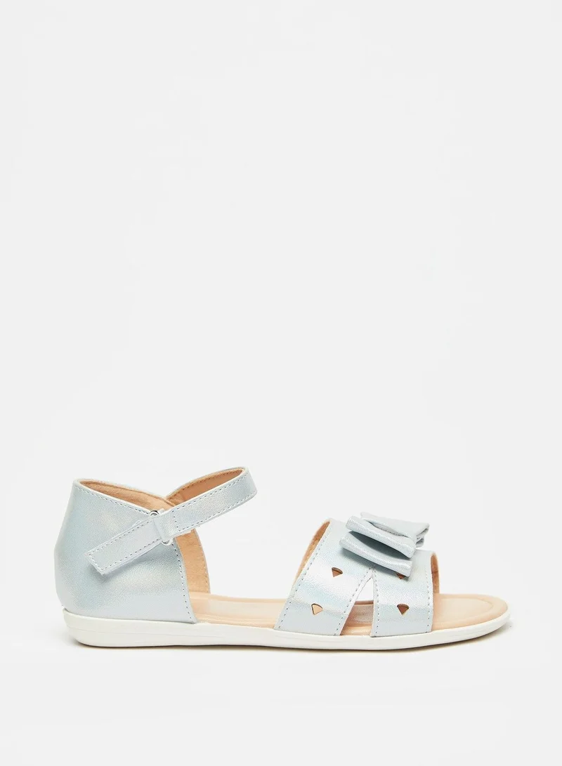 Flora Bella Bow Accented Sandals with Hook and Loop Closure