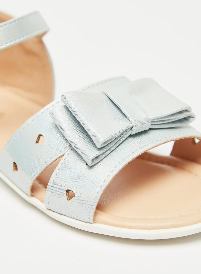 Flora Bella Bow Accented Sandals with Hook and Loop Closure
