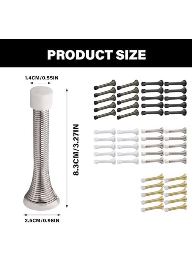 Gold Heavy Duty Flexible Spring Door Stoppers Wall Protector with Rubber Bumper 10Pcs - Image 4