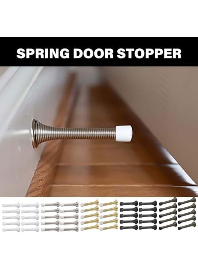 Gold Heavy Duty Flexible Spring Door Stoppers Wall Protector with Rubber Bumper 10Pcs - Image 3