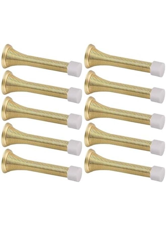 Gold Heavy Duty Flexible Spring Door Stoppers Wall Protector with Rubber Bumper 10Pcs - Image 2