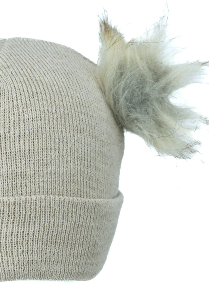 اوبلاند Girls Winter Thick Beanie Double Pompom Model Cotton Folded Warm Flexible Comfortable