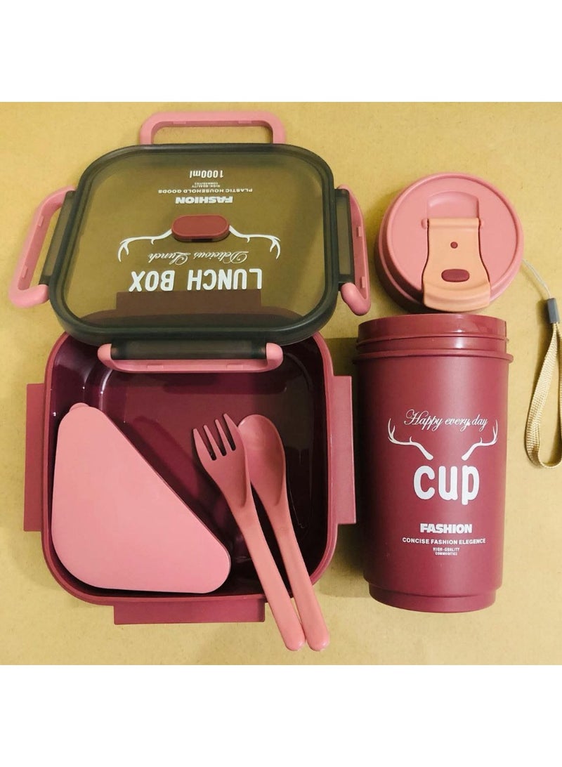 طقم لانش بوكس وزمزمية مياه للأطفال - حافظ وآمنة للاستخدام اليوميالطعام - Image 1