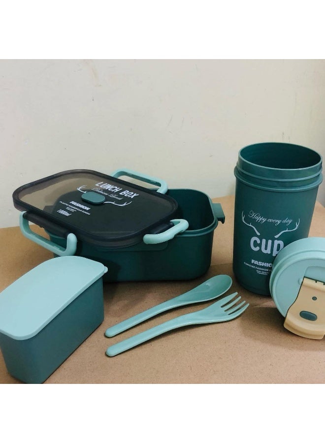 طقم لانش بوكس وزمزمية مياه للأطفال - حافظ وآمنة للاستخدام اليوميالطعام - Image 2
