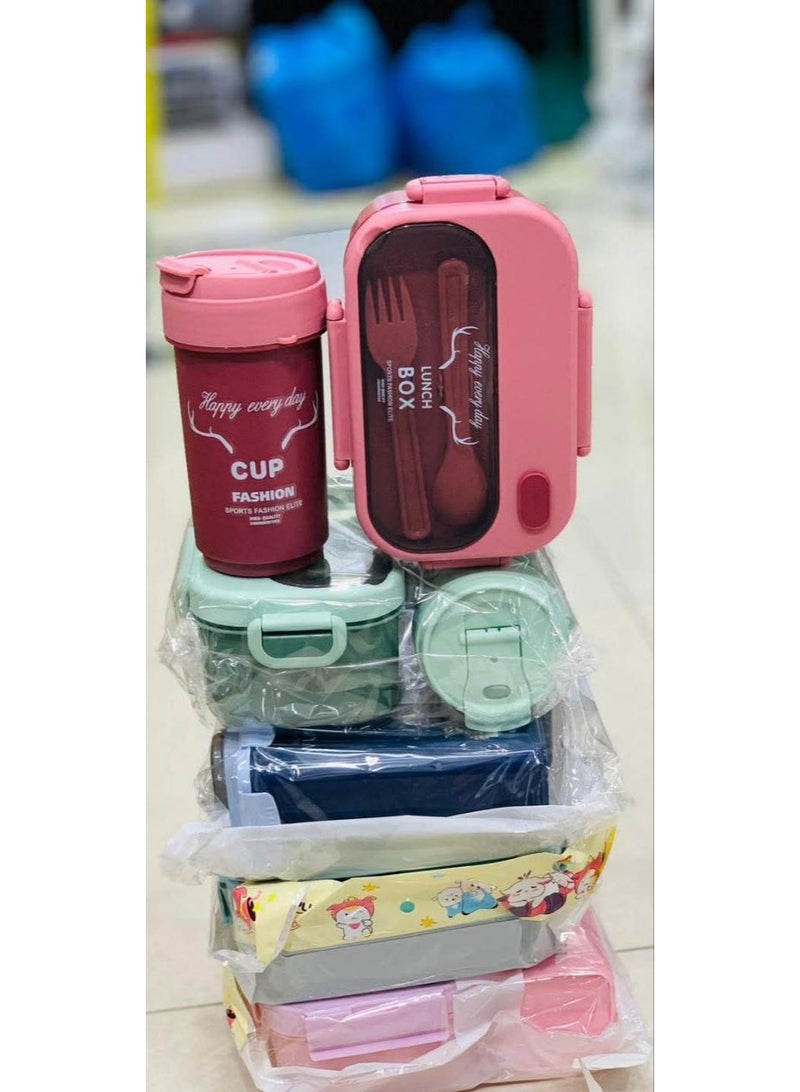 طقم لانش بوكس وزمزمية مياه للأطفال - حافظ وآمنة للاستخدام اليوميالطعام - Image 3
