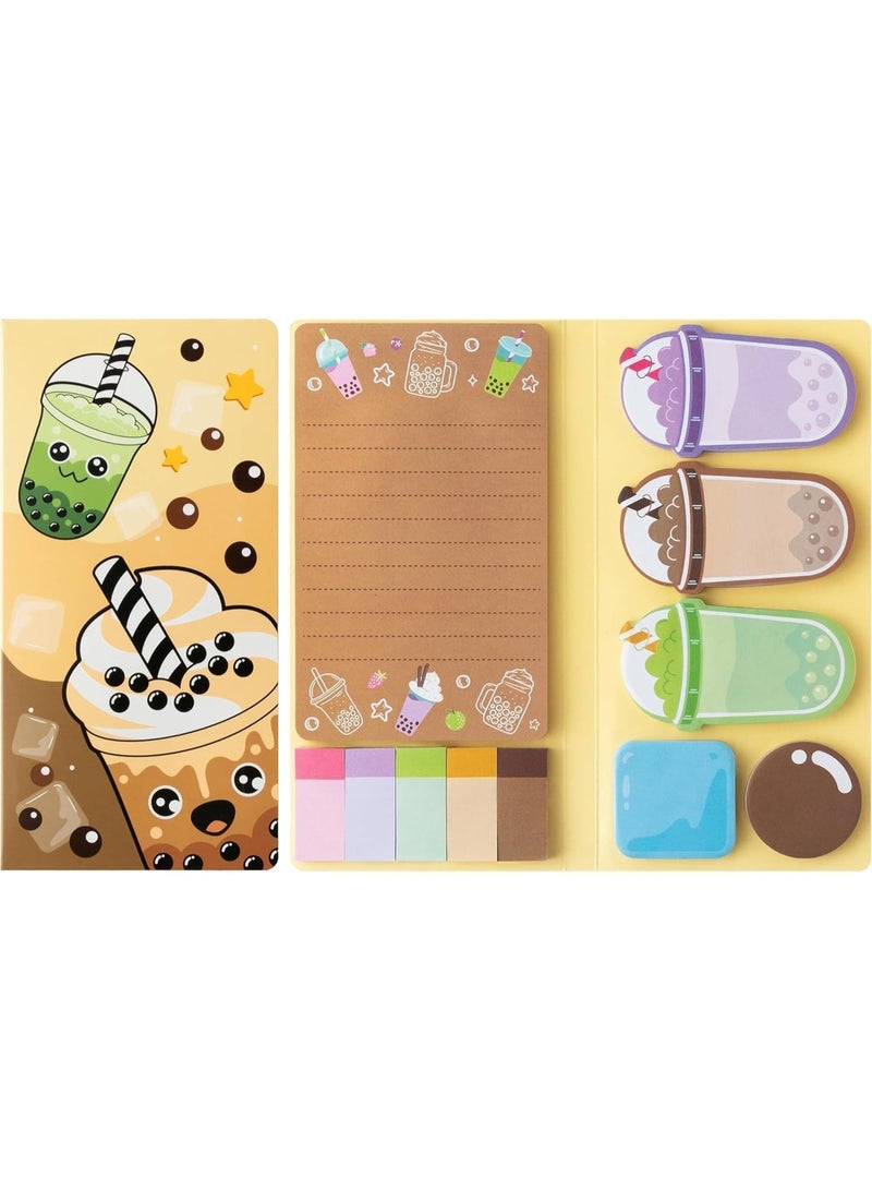 550 Sheets Sticky Notes Set, Milk Tea Self-Stick Note Pad Set, Removable Adhesive Memo Pads, Cute Sticky Tabs Page Markers for Children, Home Office School Supplies Students Teacher Gifts - Image 1