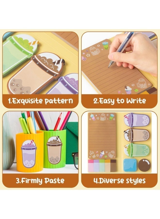 550 Sheets Sticky Notes Set, Milk Tea Self-Stick Note Pad Set, Removable Adhesive Memo Pads, Cute Sticky Tabs Page Markers for Children, Home Office School Supplies Students Teacher Gifts - Image 3