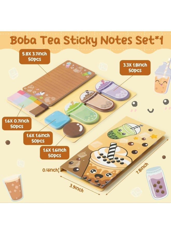 550 Sheets Sticky Notes Set, Milk Tea Self-Stick Note Pad Set, Removable Adhesive Memo Pads, Cute Sticky Tabs Page Markers for Children, Home Office School Supplies Students Teacher Gifts - Image 2