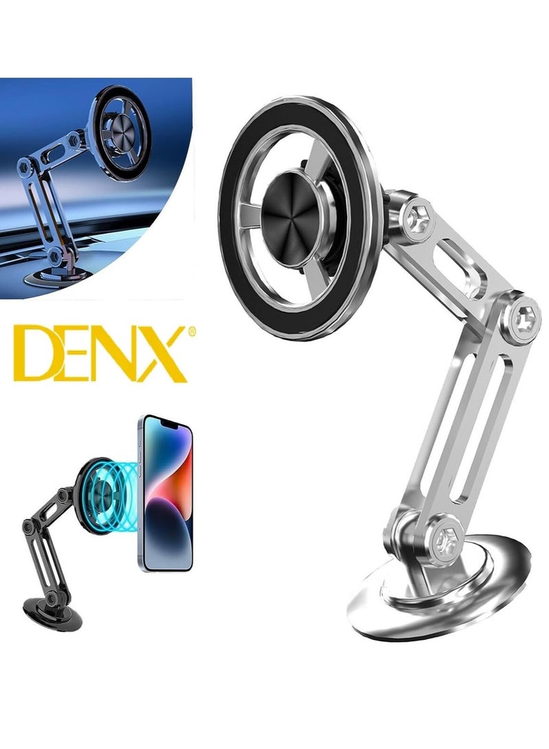 Denx Phone Holder 360 Car Magic Mount Magnetic Suction Hands Free Phone Holder Car Mount with Metal Ring (Silver)  - Image 1