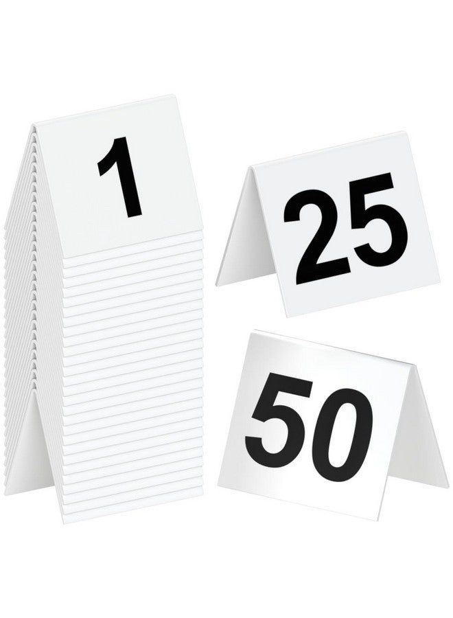 TAPIX Restaurant Table Numbers 1-50 White, Tent Table Numbers (3 in x 3.5 in) - Image 1