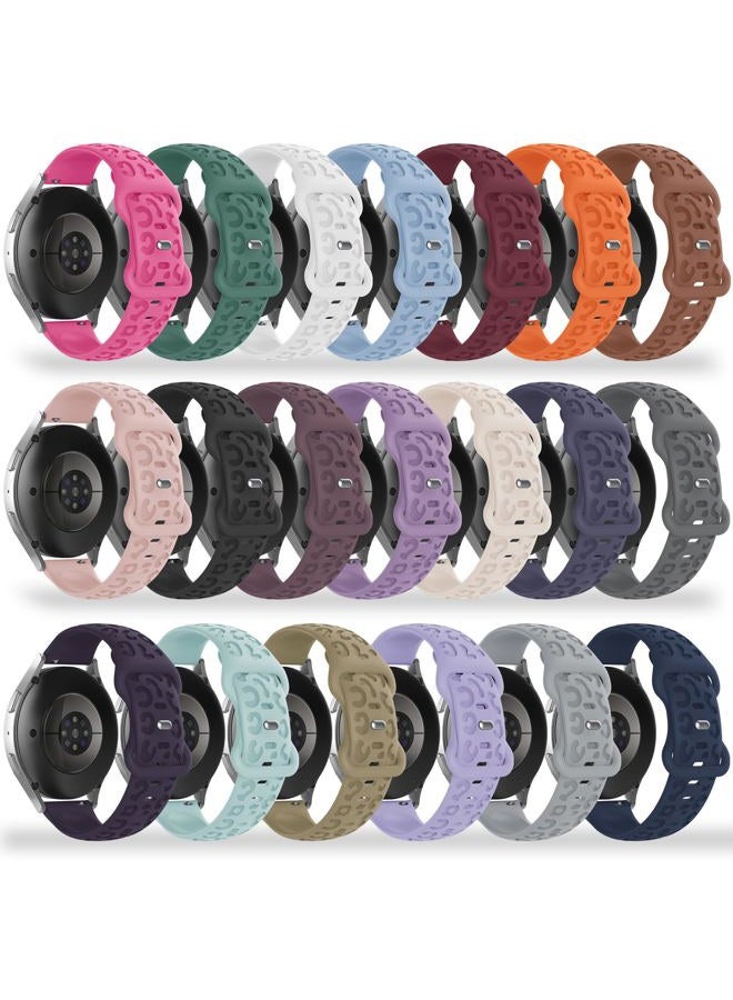 Tiorecime 20 Pack Leopard Engrave Bands Compatible with Samsung Galaxy Watch 7 6 5 4 FE 40mm 44mm/6 4 Classic 43mm 47mm 42mm 46mm/5 Pro 45mm/Active 2 Band, 20mm Soft Silicone Cheetah Strap for Women - Image 1