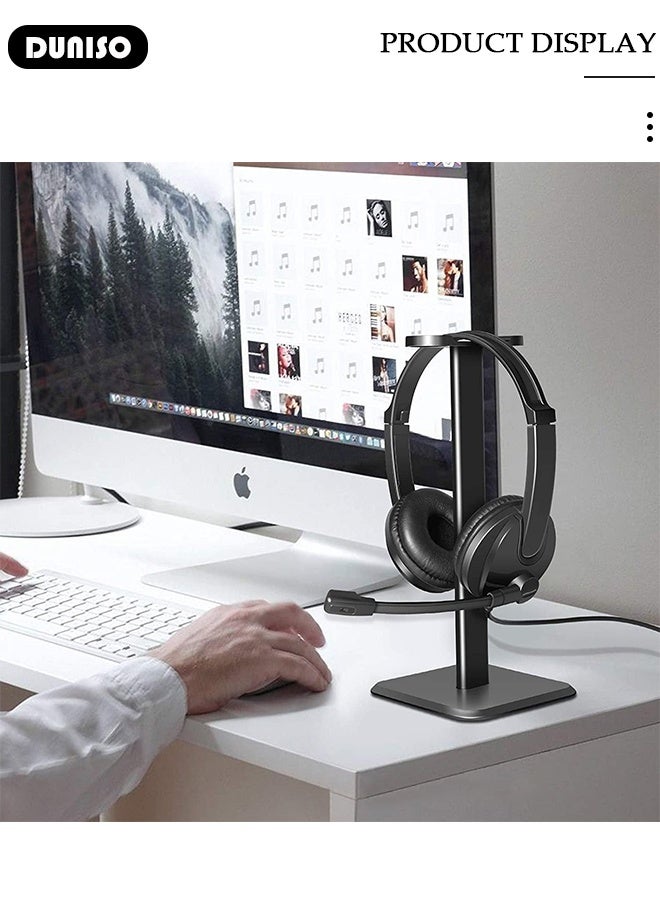 DUNISO Headset with Mic,Lightweight Head Mounted Earpiece Wired Over Ear Headphone,  Usb Plug Earphone  Clear Stereo Sound, Adjustable In-line Control Microphone, Comfortable Wearing Design - Image 4