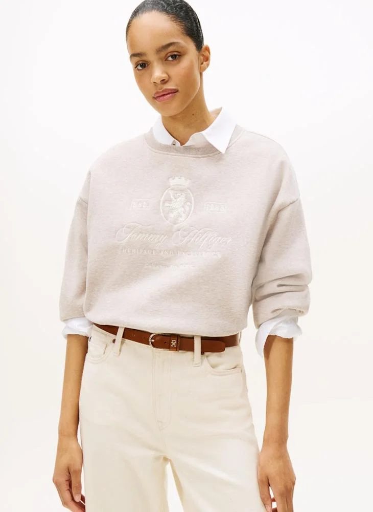 تومي هيلفيغر سويت شيرت بياقة دائرية برسومات