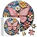 PICKFORU Butterfly Flower Jigsaw Puzzles 1000 Pieces PICKFORU Wildflower Garden Puzzles for Adults Round Pink Puzzle as Wall Art Decor - Image 2