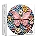 PICKFORU Butterfly Flower Jigsaw Puzzles 1000 Pieces PICKFORU Wildflower Garden Puzzles for Adults Round Pink Puzzle as Wall Art Decor - Image 4