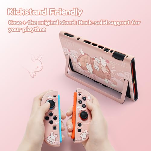 GeekShare Protective Shell Compatible with Switch 2 Kawaii Cartoon Dockable Case for Switch 2 AntiScratch and ShockAbsorption Design Cover Skin Steamed Bun Rabbit - Image 3