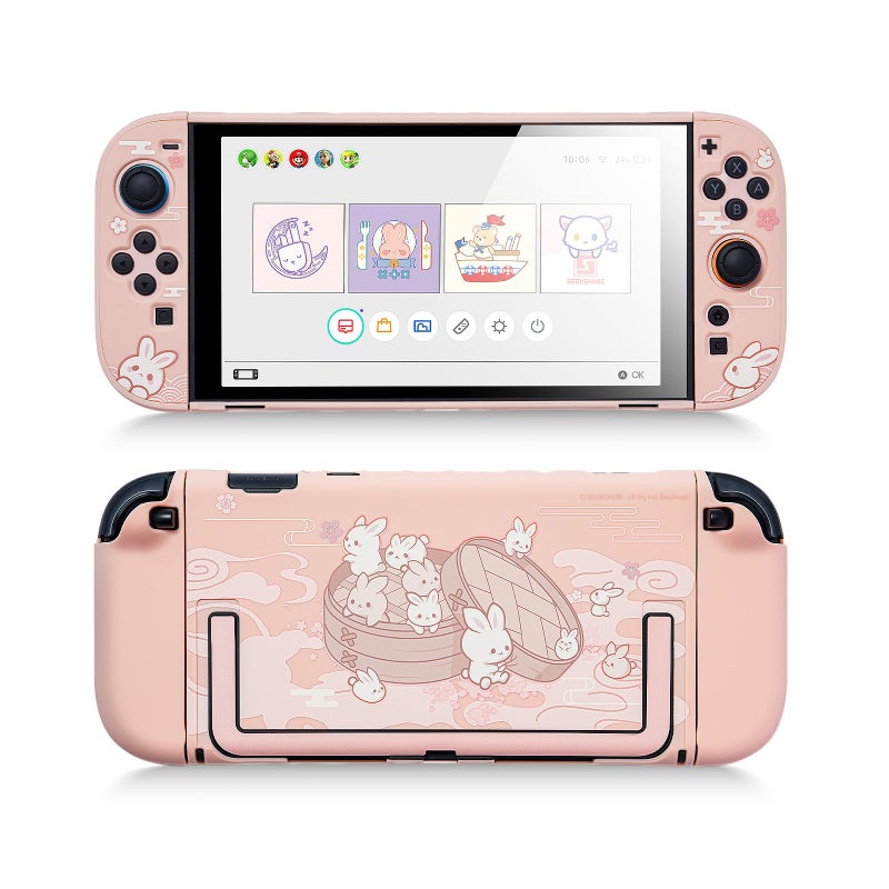 GeekShare Protective Shell Compatible with Switch 2 Kawaii Cartoon Dockable Case for Switch 2 AntiScratch and ShockAbsorption Design Cover Skin Steamed Bun Rabbit - Image 2