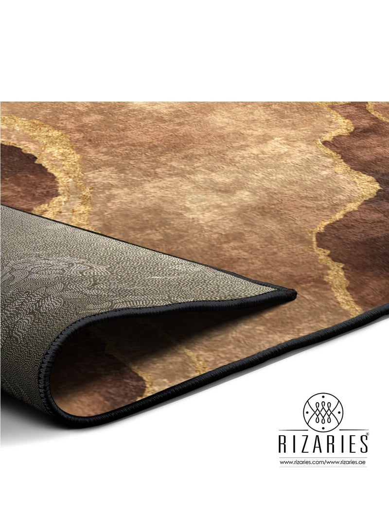 RIZARIES قطعة مركزية تجريدية من النحاس والذهب (سجادة) - Image 3
