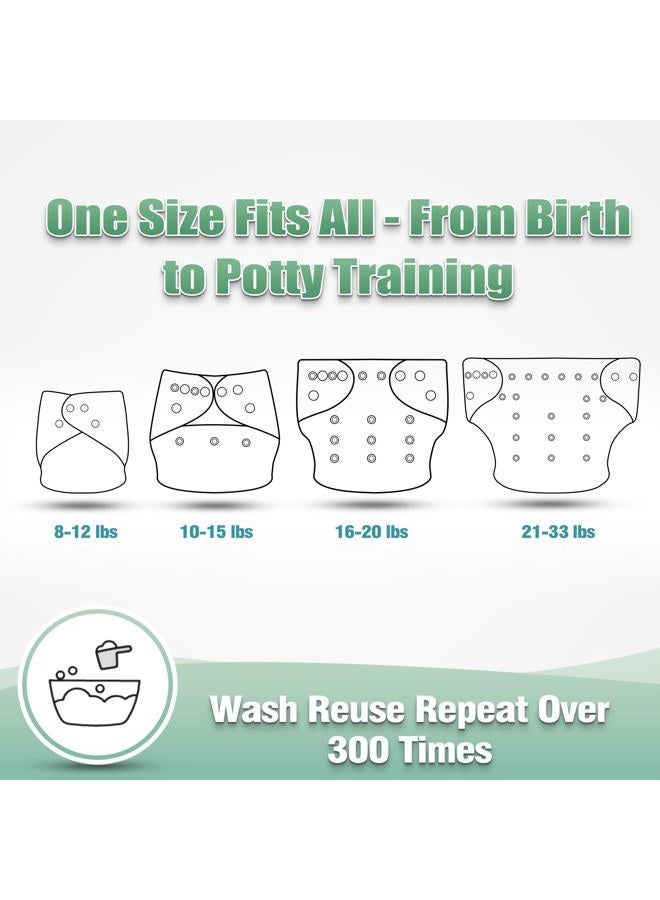 Wegreeco Washable Reusable Baby Cloth Pocket Diapers 6 Pack + 6 Bamboo Inserts (with 1 Wet Bag, Forest, Animals) one Size - Image 3