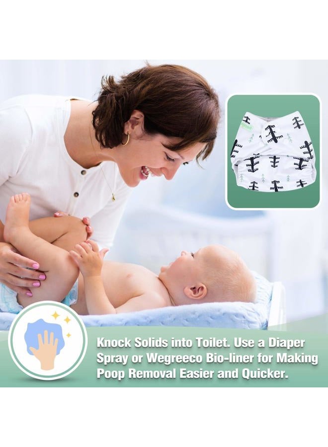 Wegreeco Washable Reusable Baby Cloth Pocket Diapers 6 Pack + 6 Bamboo Inserts (with 1 Wet Bag, Forest, Animals) one Size - Image 5