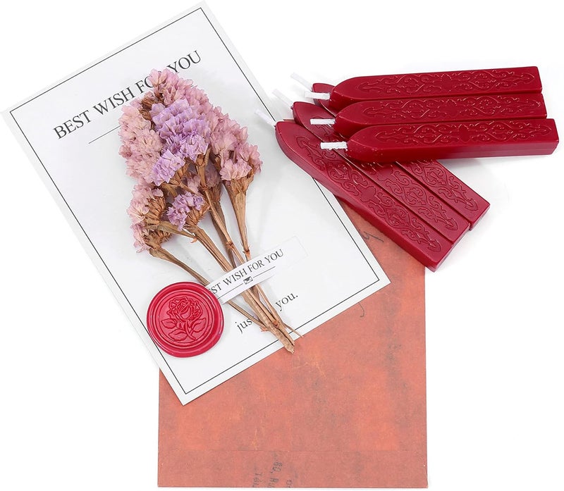 Yoption 12 Pcs Sealing Wax Sticks with Wicks, Antique Wine Red Dark Gold Totem Fire Manuscript Seal Wax for Wax Seal Stamp - Image 4