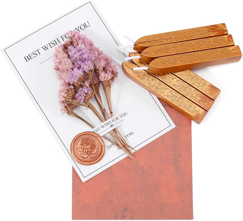 Yoption 12 Pcs Sealing Wax Sticks with Wicks, Antique Wine Red Dark Gold Totem Fire Manuscript Seal Wax for Wax Seal Stamp - Image 5