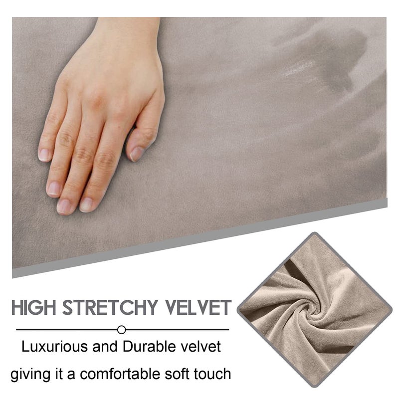 ULTICOR Velvet 8-Pieces Recliner Sofa Covers Stretch Reclining Couch Covers for 3 Cushion Reclining Sofa Slipcovers Furniture Covers Thick Soft Washable (3 Seater Recliner Cover, Taupe) - Image 3