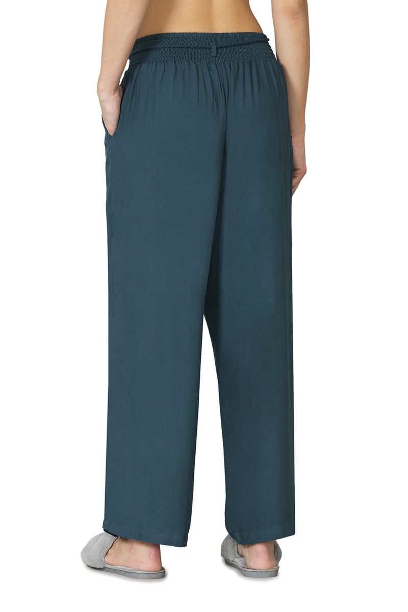 Van Heusen Women Lounge Pyjamas - 100% Viscose - Functional Pocket, Smocked Waistband, Ultra Soft_55312_Blue_S - Image 4