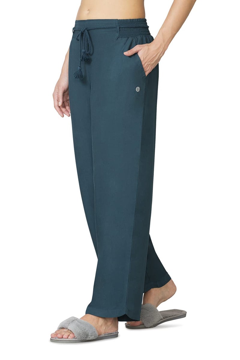 Van Heusen Women Lounge Pyjamas - 100% Viscose - Functional Pocket, Smocked Waistband, Ultra Soft_55312_Blue_S - Image 3