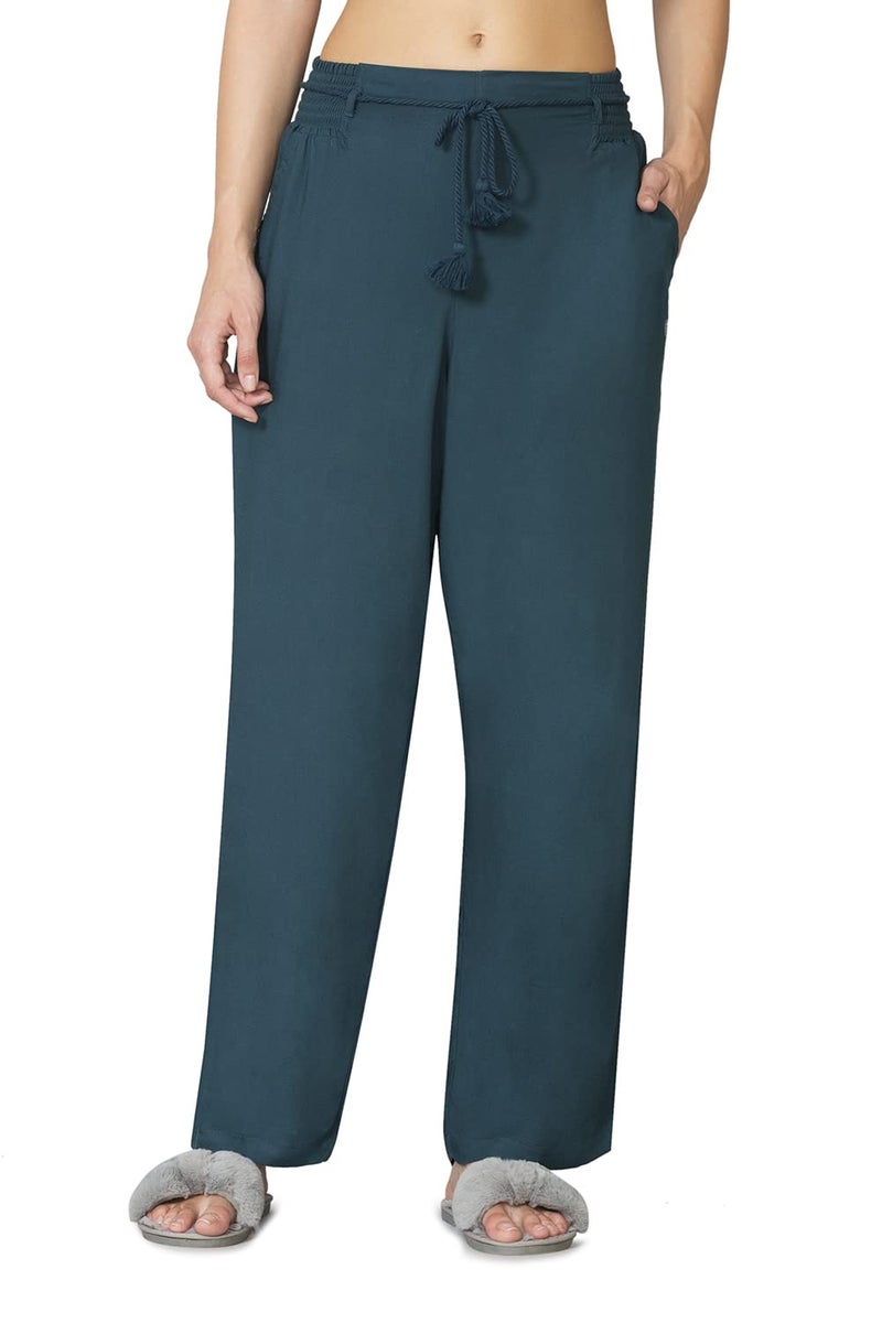 Van Heusen Women Lounge Pyjamas - 100% Viscose - Functional Pocket, Smocked Waistband, Ultra Soft_55312_Blue_S - Image 2