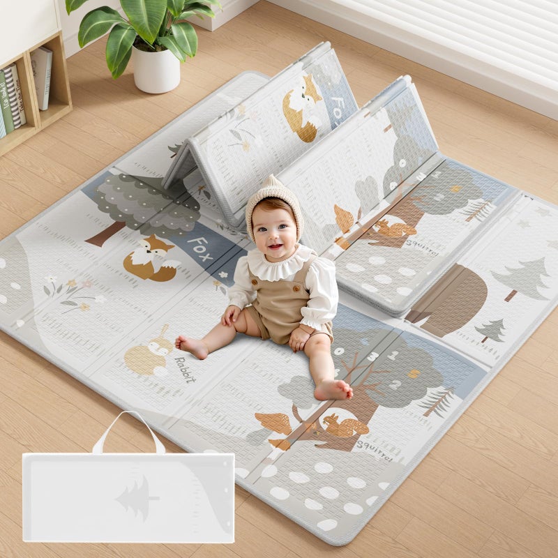 Fodoss Baby Play Mat, 47x47inch Play Mat, 0.4 in Thick Waterproof Playmat for Babies, Foldable Play Mat for Small Baby Playpen, Small Spaces - Image 1