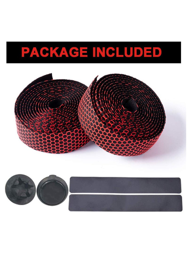 YelaJoy Bike Handlebar Tapes, Road Bicycle Bar Tape, Handle Wraps 2 Rolls for Road Bikes and Cycling(Red)  - Image 3