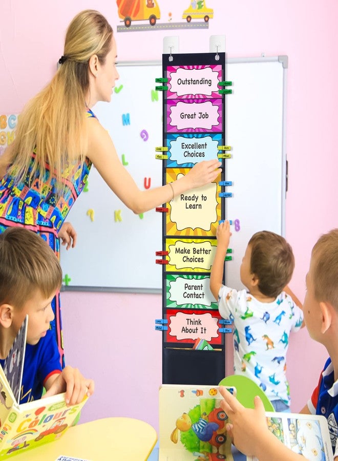 AUVCAS Student Behavior Clip Chart for Classroom Management Kids Reward Pocket Chart Behavior Bulletin Board Teacher Supplies for Preschool Kindergarten Daycare Homeschool - Image 2