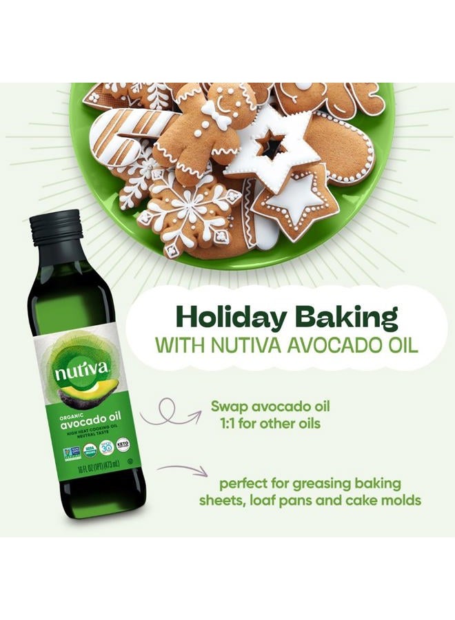 Nutiva Organic Steam-Refined Avocado Oil, 100% Pure, 16 Fl Oz, USDA Organic, Non GMO, Whole 30 Approved, Keto, Paleo, High-Heat Oil with Neutral Flavor and Aroma for Cooking & Frying - Image 3