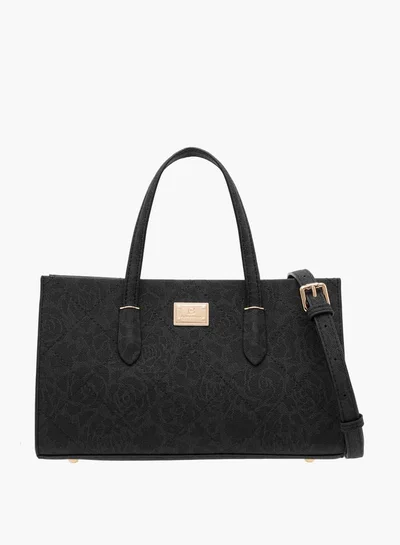 Flora Bella By Shoexpress Women Textured Tote Bag with Detachable Strap and Zip Closure