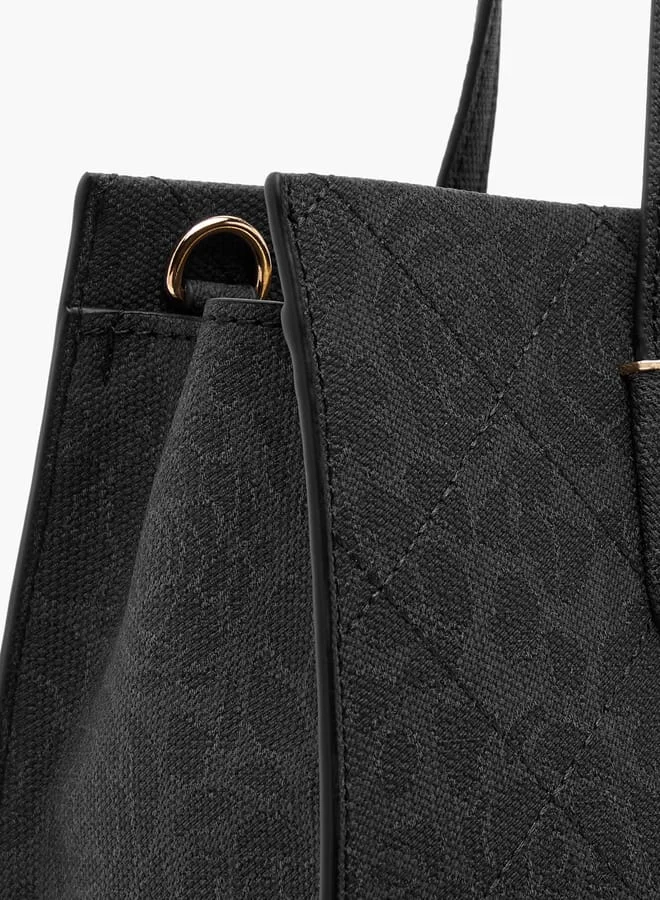 Flora Bella By Shoexpress Women Textured Tote Bag with Detachable Strap and Zip Closure