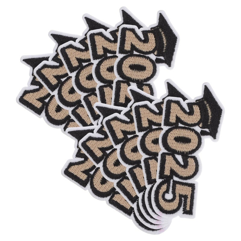 2025 Graduation Iron On Patches Black Gold Set For Jackets Jeans Backpacks - Image 2