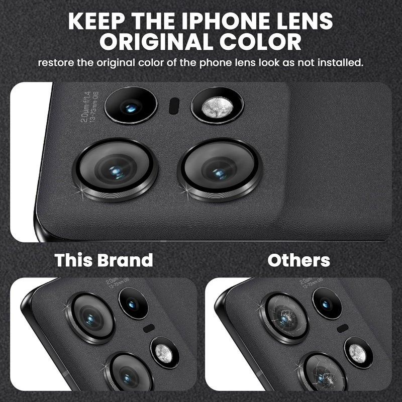 FIRST MART Camera Lens Protectors for Motorola Edge 50 Pro (6.7 Inches) Tough HD Individual Aluminum Alloy Lens Black Ring Cover, Scratch Resistant, Thin Lens Protection| Black, 1 Pack - Image 2